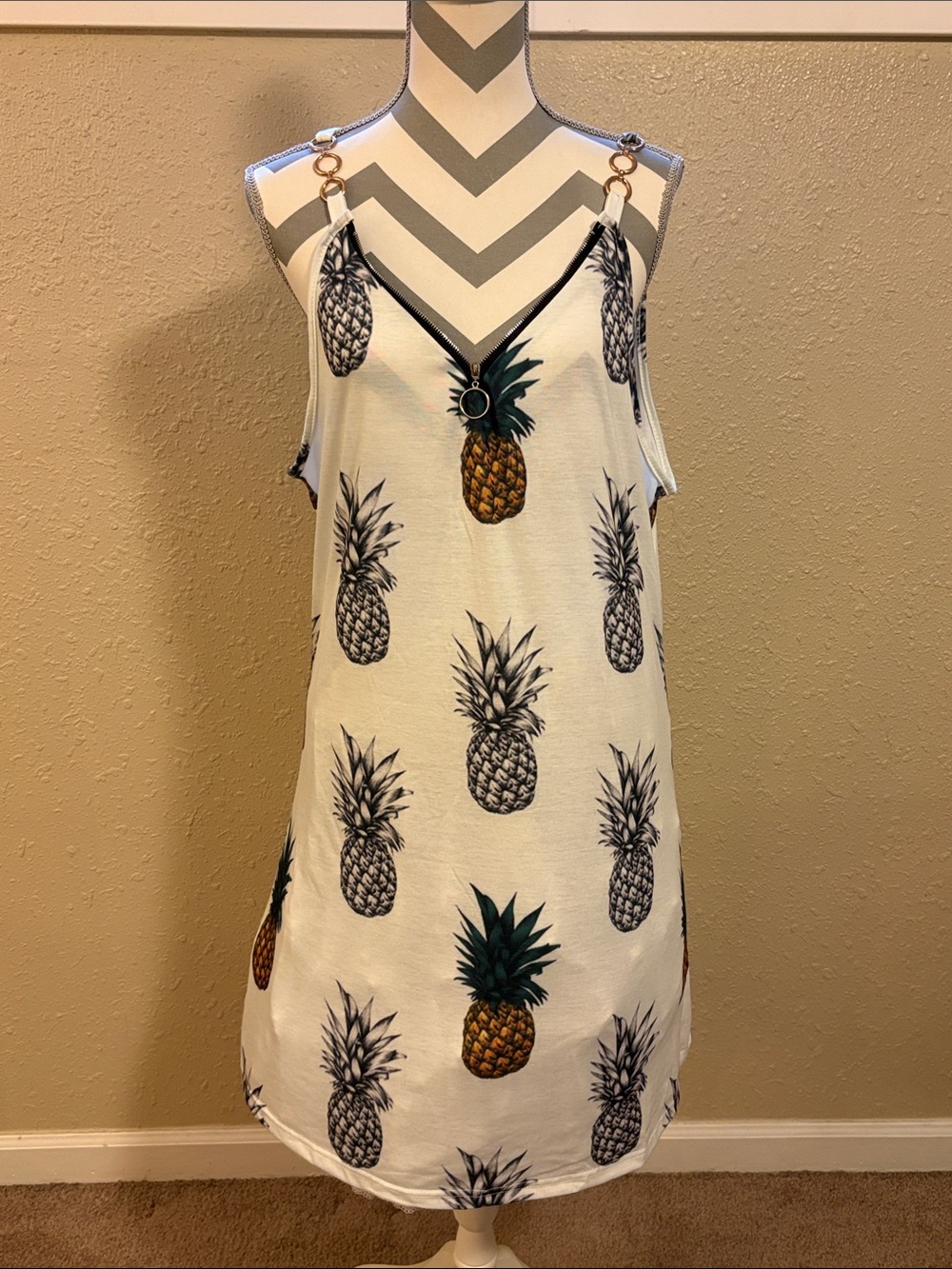 Pineapple Print Sleeveless Coverup Dress XL